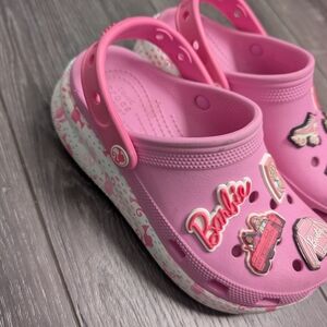 Barbie Pink Crocs Platform Girls J3 with Charms Hot Pink 🩷